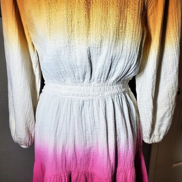 Universal Thread Women's 3/4 Sleeve Tie Dye Ombre Gauze Midi Dress Size Med - Picture 10 of 12